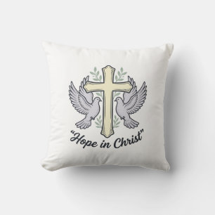 Hope in Christ Dove Cross Vintage Christian Design Cushion