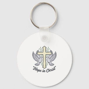 Hope in Christ Dove Cross Vintage Christian Design Key Ring