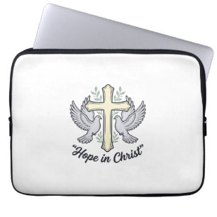 Hope in Christ Dove Cross Vintage Christian Design Laptop Sleeve