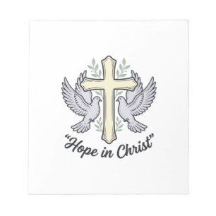 Hope in Christ Dove Cross Vintage Christian Design Notepad