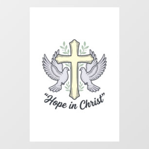 Hope in Christ Dove Cross Vintage Christian Design Window Cling