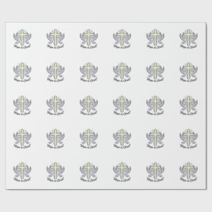 Hope in Christ Dove Cross Vintage Christian Design Wrapping Paper