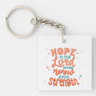 Hope in The Lord Bible Verse Canvas Key Ring