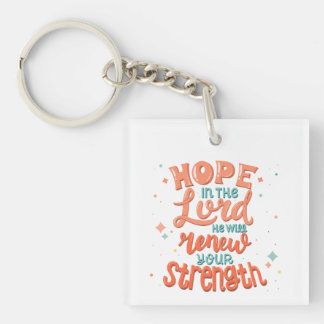 Hope in The Lord Bible Verse Canvas Key Ring