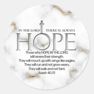 Hope in the Lord Scripture Verse Isaiah 40:31 Classic Round Sticker