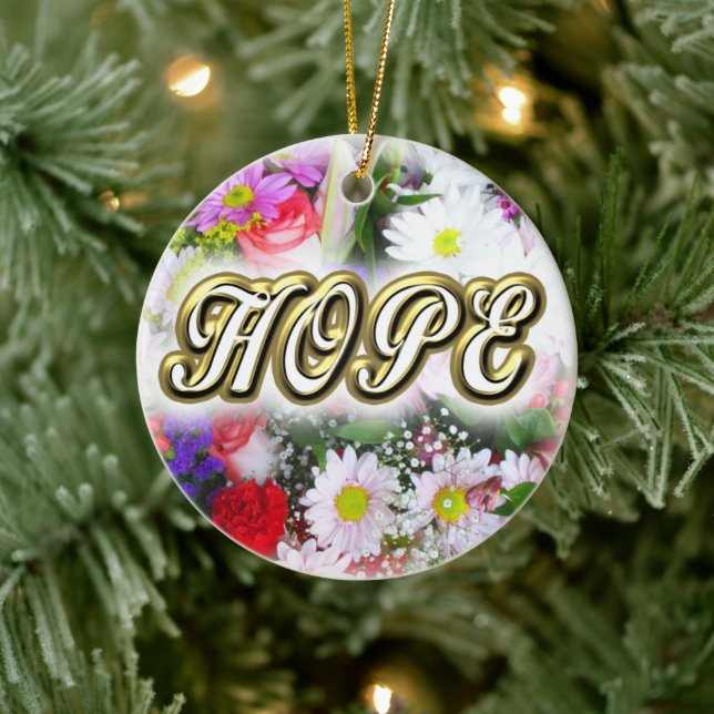 HOPE Inspiration Written in a Bouquet Ceramic Tree Decoration (Tree)