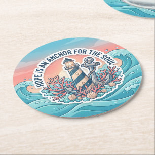 Hope Is An Anchor For The Soul Round Paper Coaster
