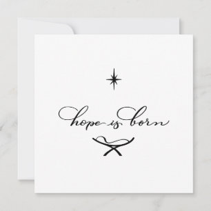 Hope Is Born Minimal Calligraphy Christmas Card