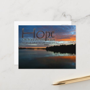 "Hope is like the bird" Inspirational Quote Postcard