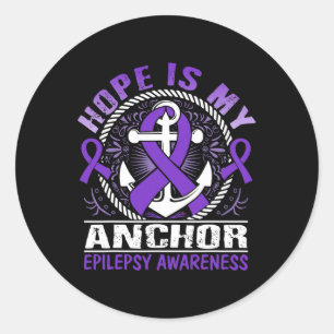 Hope is my Anchor Epilepsy Awareness Classic Round Sticker
