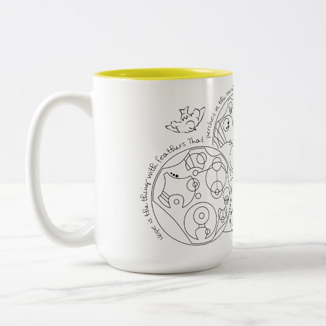 Hope Is the Thing With Feathers - Gallifreyan Two-Tone Coffee Mug (Left)