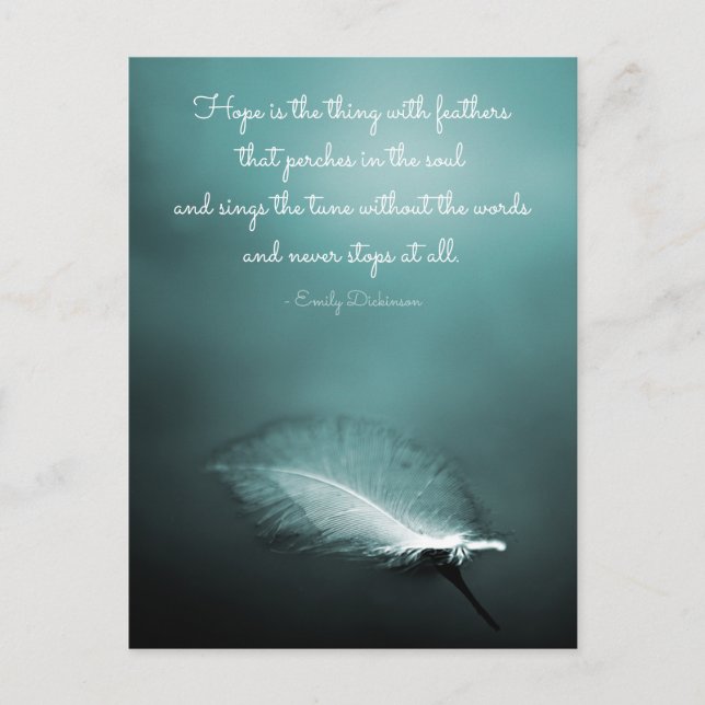 Hope is the thing with feathers postcard (Front)