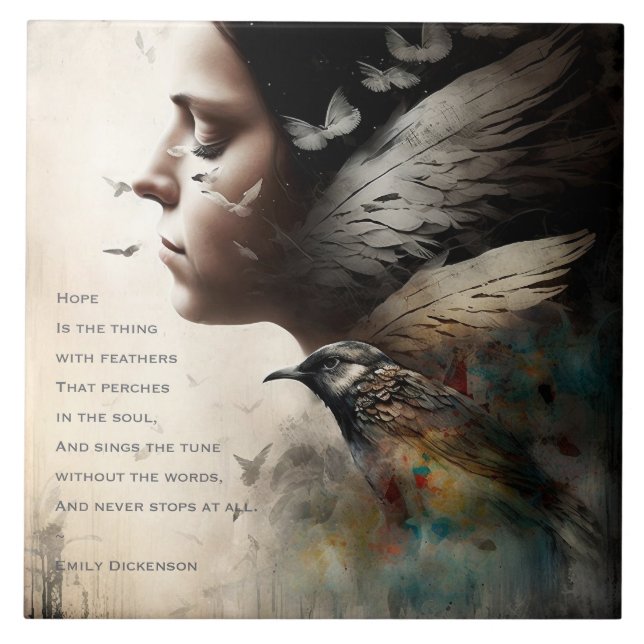 Hope is the Thing with Feathers Tile (Front)