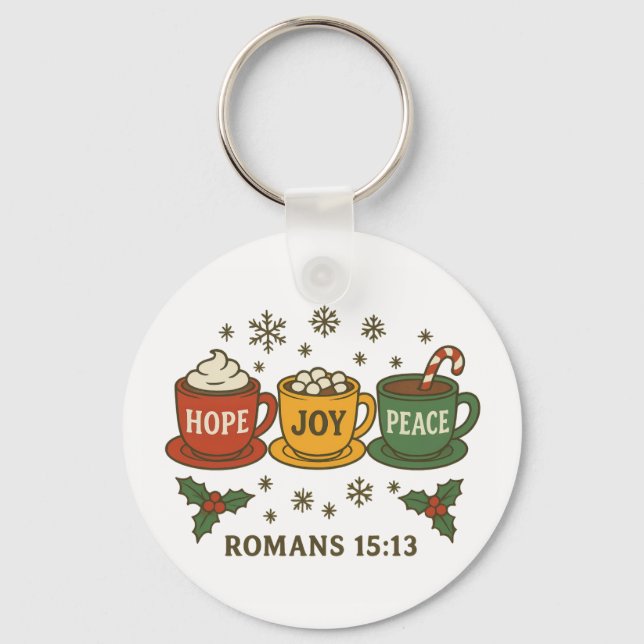 Hope joy Peace and Cocoa Key Ring (Front)