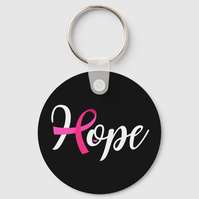 Hope Keychain with Pink Ribbon Breast Cancer gift (Front)