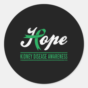 Hope Kidney Disease Awareness Month Green Ribbon S Classic Round Sticker