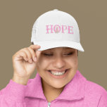 Hope Kitty Pink Trucker Hat<br><div class="desc">A kitty wrapped in a pink ribbon sits in the 'o' of the word Hope in pink on this sweet inspirational hat.</div>