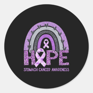 Hope Leopard Rainbow Stomach Cancer Awareness Supp Classic Round Sticker