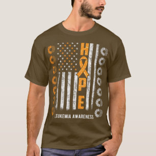 Hope Leukaemia Awareness American Flag Sunflower P T-Shirt