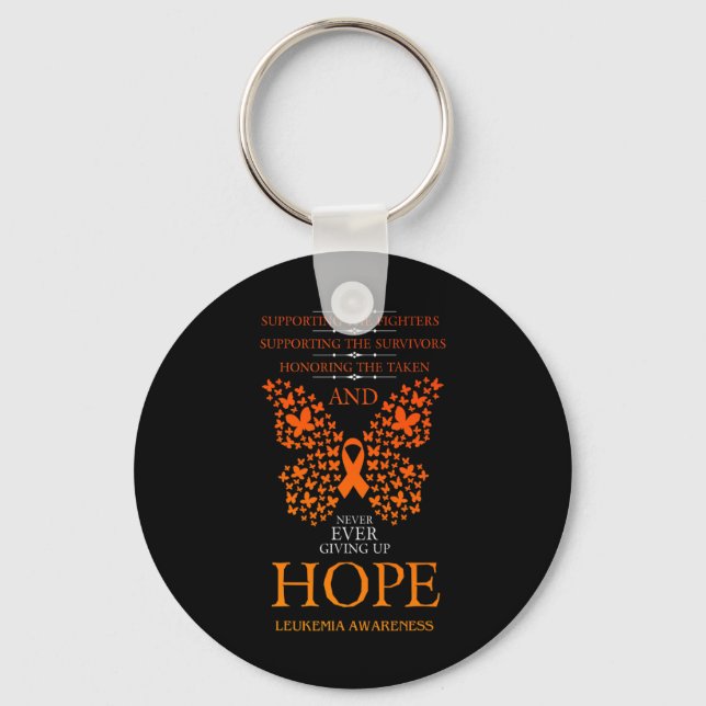 Hope Leukaemia Awareness Orange Ribbon  Key Ring (Front)