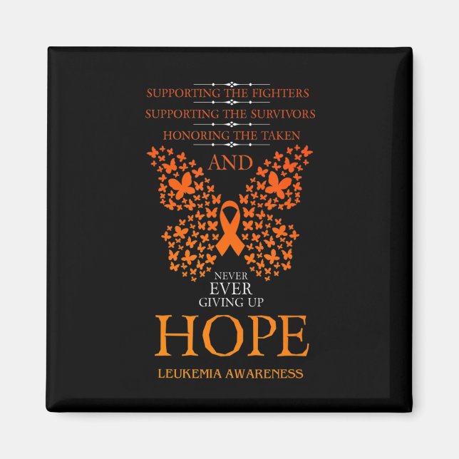 Hope Leukaemia Awareness Orange Ribbon  Magnet (Front)