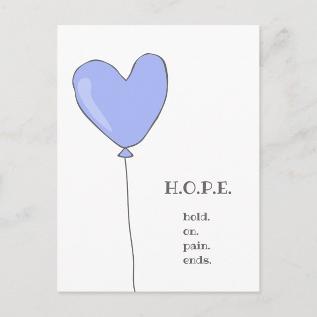 Hope - Lilac Balloon with Sweet motivational quote Postcard (Front)