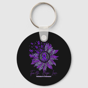 Hope Love Alzheimerheimer Awareness Flower Purple Key Ring