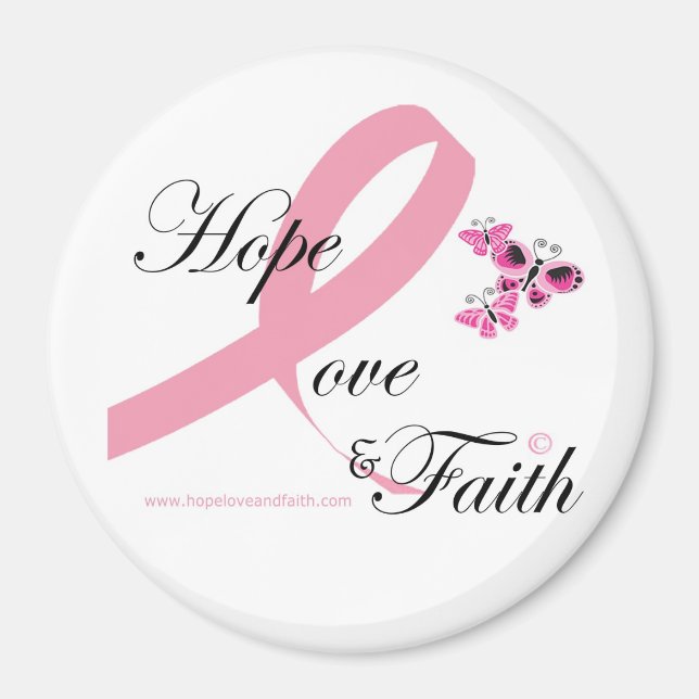 Hope love and faith round magnet (Front)