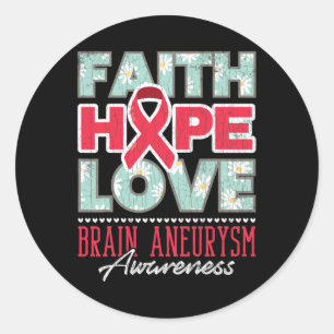 Hope Love Brain Aneurysm Awareness Support Graphic Classic Round Sticker