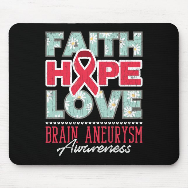 Hope Love Brain Aneurysm Awareness Support Graphic Mouse Mat (Front)