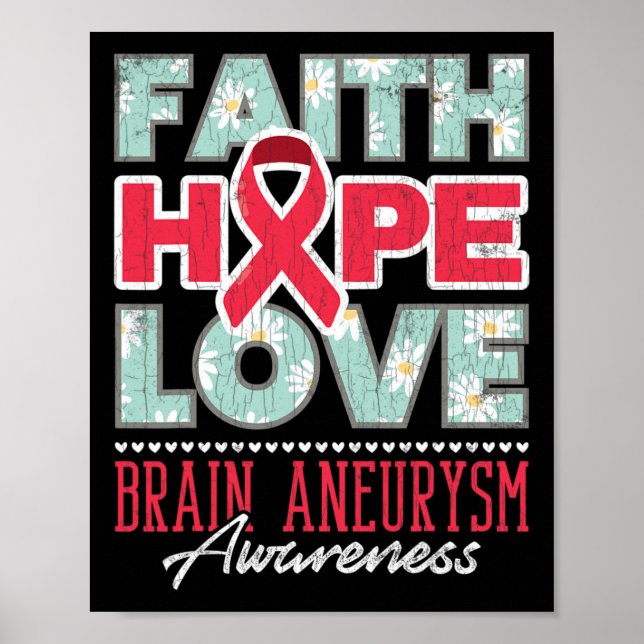 Hope Love Brain Aneurysm Awareness Support Graphic Poster (Front)