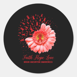 Hope Love Brain Aneurysm Awareness Survivor Fighte Classic Round Sticker