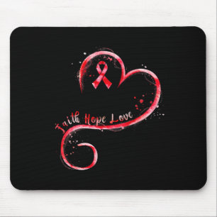 Hope Love Burgundy Ribbon Brain Aneurysm Awareness Mouse Mat