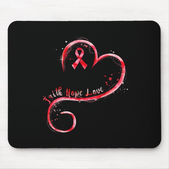 Hope Love Burgundy Ribbon Brain Aneurysm Awareness Mouse Mat (Front)