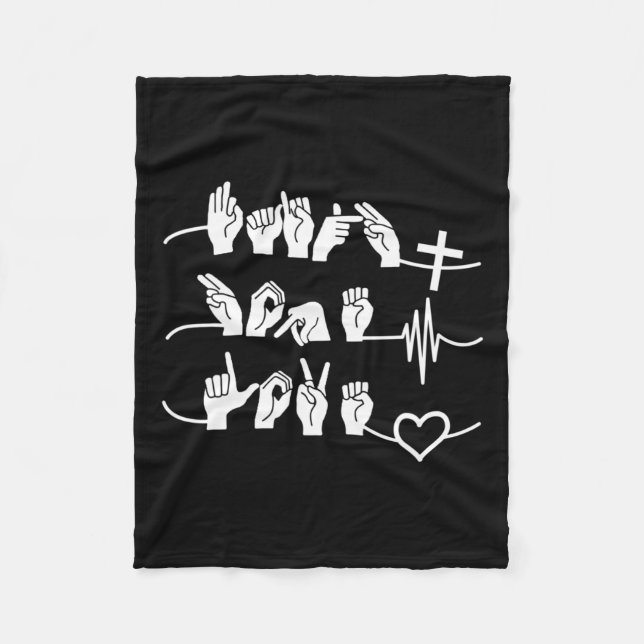Hope Love - Christian Religion Heartbeat Cross Hea Fleece Blanket (Front)