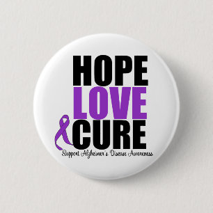 Hope Love Cure Alzheimer's Disease 6 Cm Round Badge