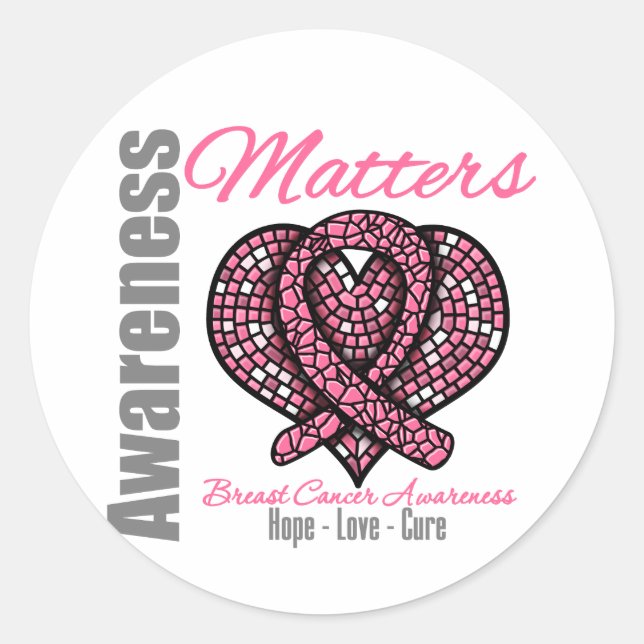 Hope Love Cure - Breast Cancer Awareness Matters Classic Round Sticker (Front)