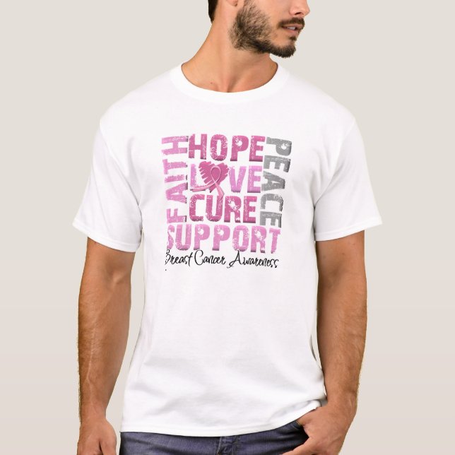 Hope Love Cure Breast Cancer Awareness T-Shirt (Front)