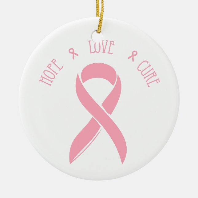 HOPE LOVE CURE - Breast Cancer Ornament (Front)
