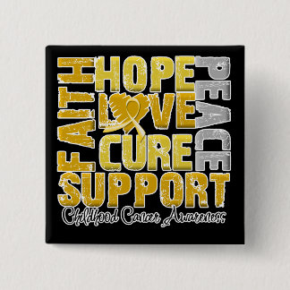 Hope Love Cure Childhood Cancer Awareness 15 Cm Square Badge