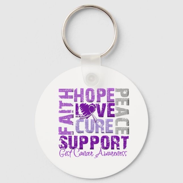 Hope Love Cure GIST Cancer Awareness Key Ring (Front)