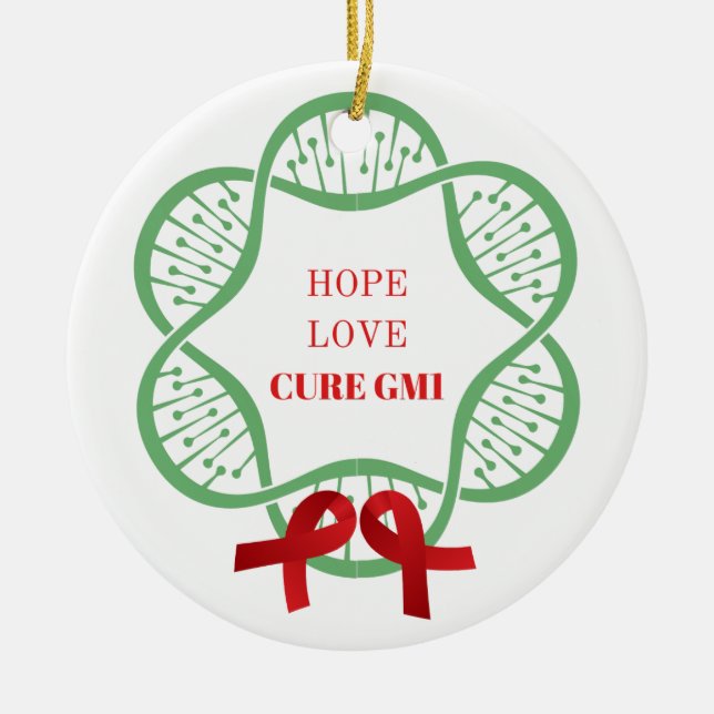 Hope, Love, Cure GM1 Wreath Ornament (Front)