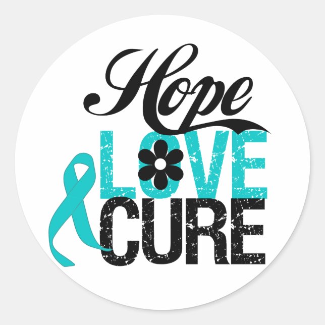 Hope Love Cure OVARIAN CANCER Gifts Classic Round Sticker (Front)