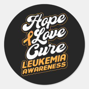 Hope Love Cure Support Leukaemia Awareness Ribbon  Classic Round Sticker