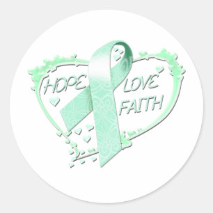 Hope Love Faith Heart (teal) Classic Round Sticker