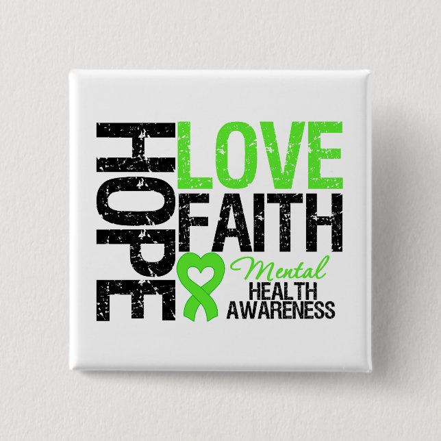 Hope Love Faith Mental Health Awareness 15 Cm Square Badge (Front)