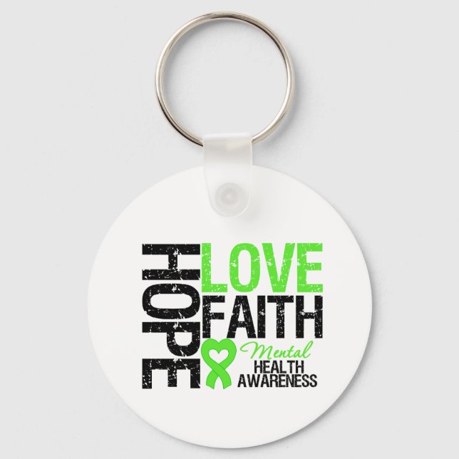 Hope Love Faith Mental Health Awareness Key Ring (Front)
