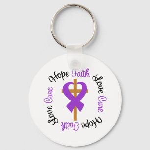 Hope Love Faith Prayer Ribbon Domestic Violence Key Ring