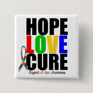 Hope Love Faith Puzzle Ribbon Autism 15 Cm Square Badge