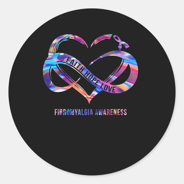 Hope Love Fibromyalgia Awareness 2  Classic Round Sticker (Front)